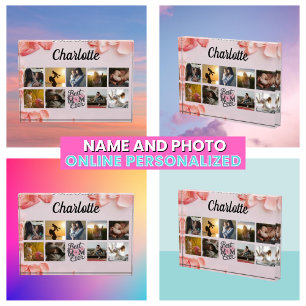 Floral Script Best Mum Ever Photo Block