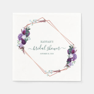 Floral Script Bridal Shower Paper Napkin