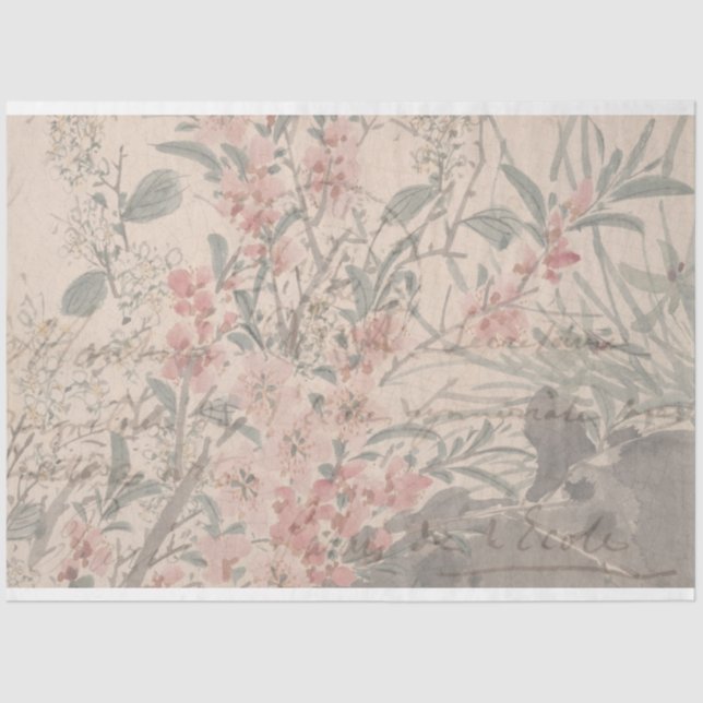 Floral Script Furniture Decoupage Paper (Front)