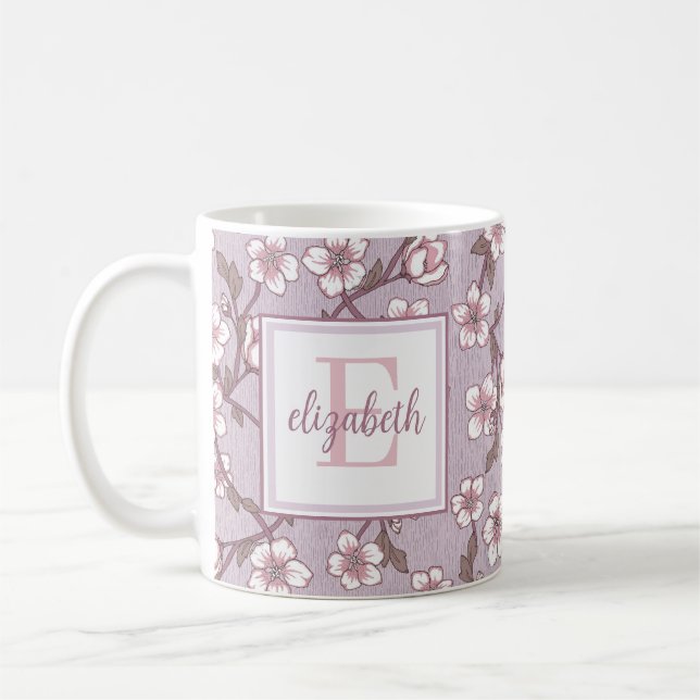 Floral Script Monogram Mug – Personalised Coffee o (Left)