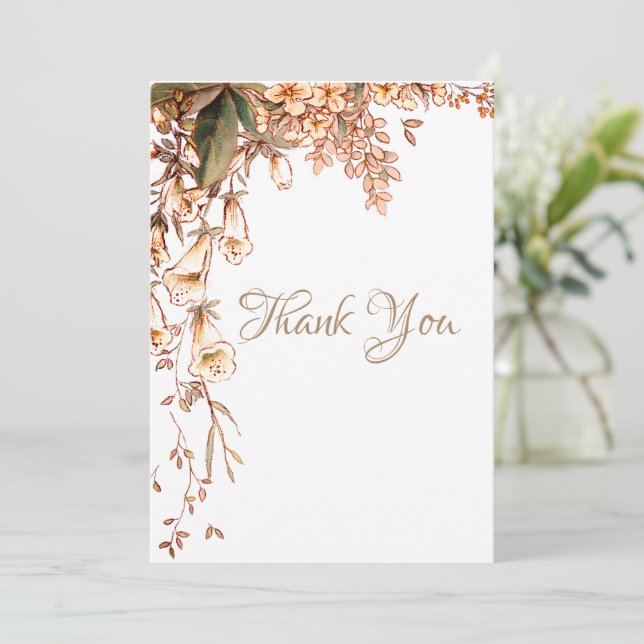 Floral Script Personalised Romantic Wedding Thank You Card (Standing Front)