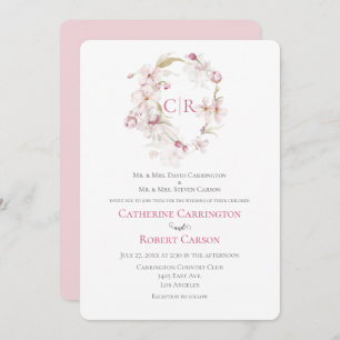 Floral Script Pink Watercolor Wedding Invitation