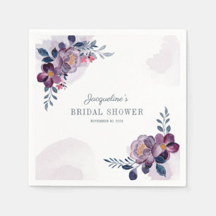 Floral Script Rustic Bridal Shower Paper Napkin
