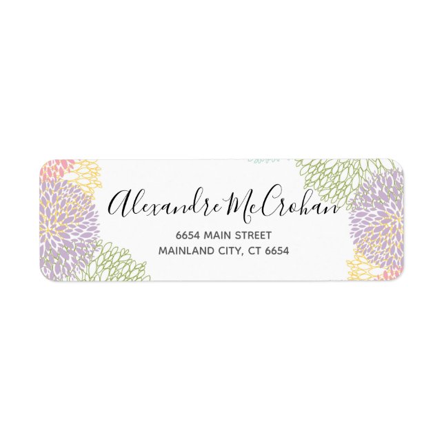 Floral Script Typography Return Address Label (Front)