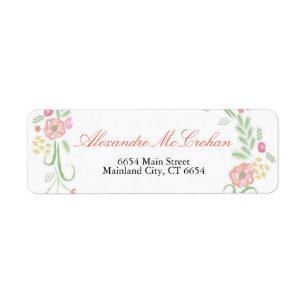 Floral Script Typography Return Address Label