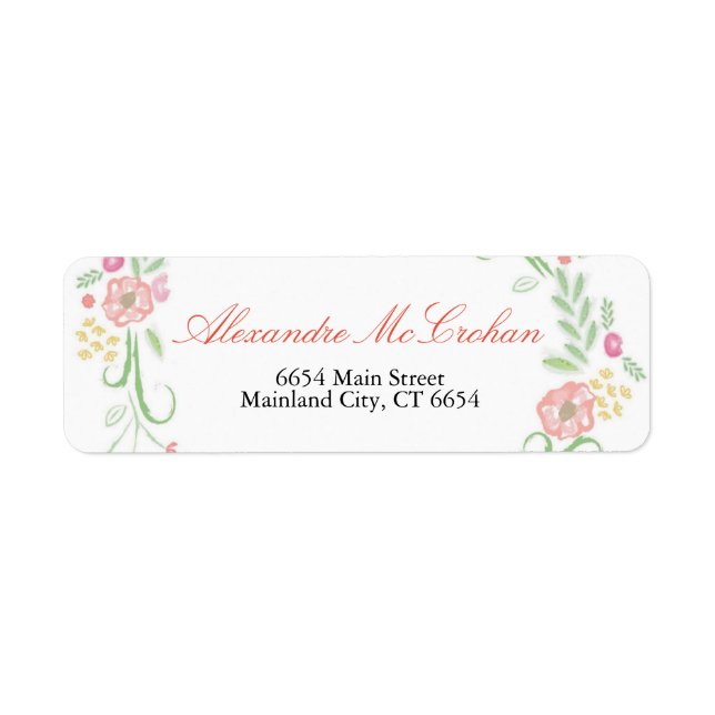 Floral Script Typography Return Address Label (Front)