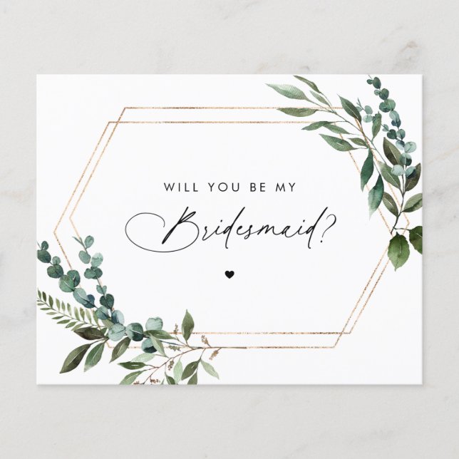 Floral Script Will You Be My Bridesmaid  (Front)