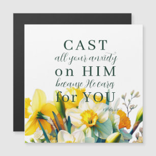 Floral Scripture 1 Peter 5:7 Magnet