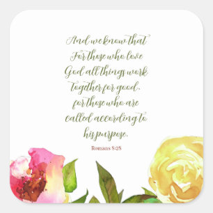 Floral Scripture Romans 8:28 Sticker