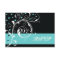 Floral scroll leaf black, aqua wedding RSVP