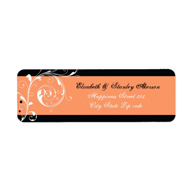 Floral scroll leaf black coral wedding (Front)
