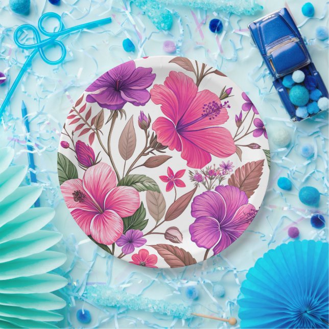 floral sea, shower curtain paper plate (Party)
