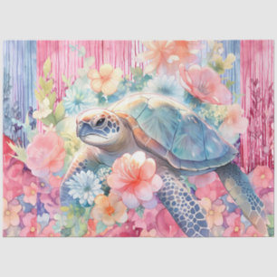 Floral Sea Turtle Decoupage Tissue Paper