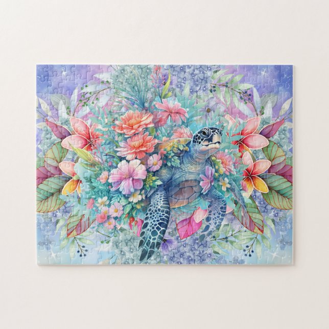 Floral Sea Turtle Jigsaw Puzzle (Horizontal)