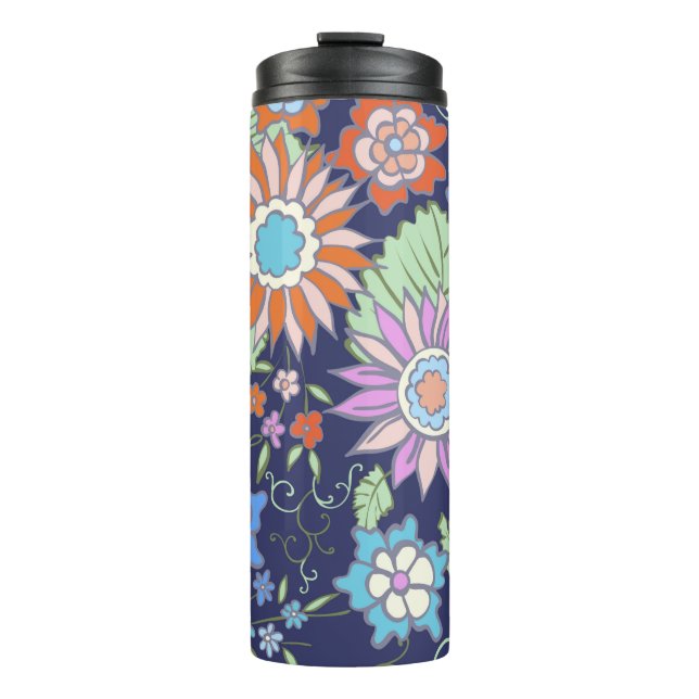 Floral seamless background pattern spring - summer thermal tumbler (Front)