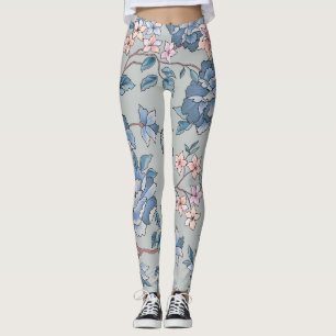 Floral seamless, ornamental garden background leggings
