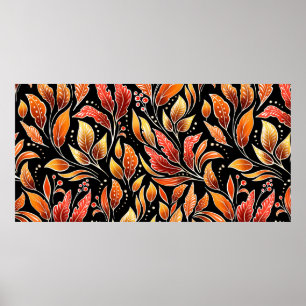 Floral seamless pattern. Autumn background with go Poster