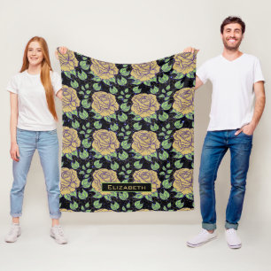 Floral seamless pattern big bloom personalised nam fleece blanket