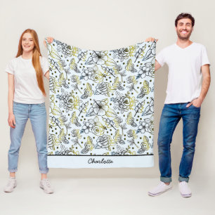 Floral seamless pattern big blossom personalised fleece blanket