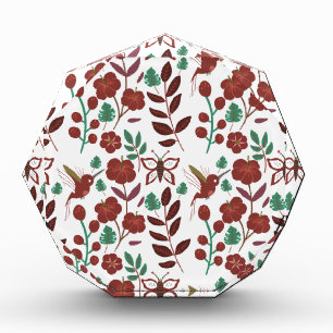 Floral seamless pattern birds and butterflies photo block