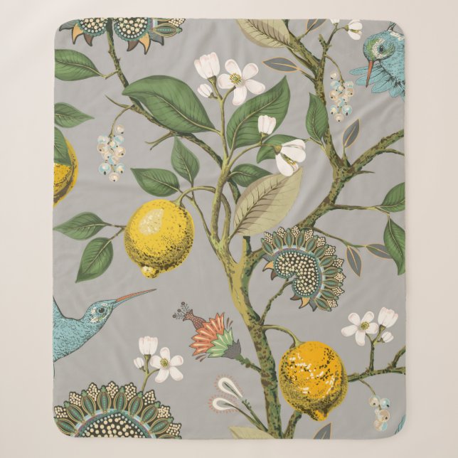 Floral seamless pattern. Botanical wallpaper. Plan Sherpa Blanket (Front)