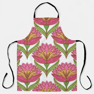 Floral seamless pattern. Bright red flowers on whi Apron