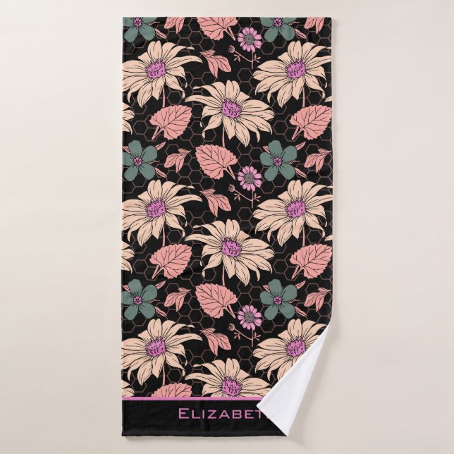 Floral seamless pattern colourful personalised nam bath towel (Bath Towel)