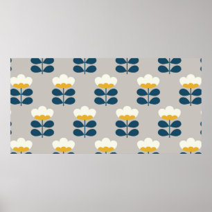 Floral seamless pattern design. Scandinavian style Poster