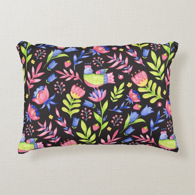 Floral seamless pattern design. Spring flowers and Decorative Cushion (Front)