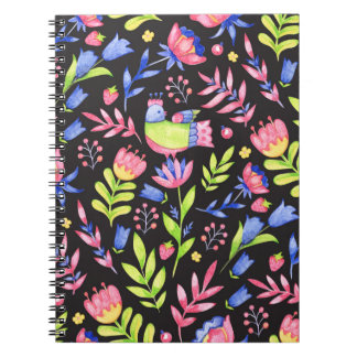 Floral seamless pattern design. Spring flowers and Notebook
