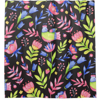 Floral seamless pattern design. Spring flowers and Shower Curtain