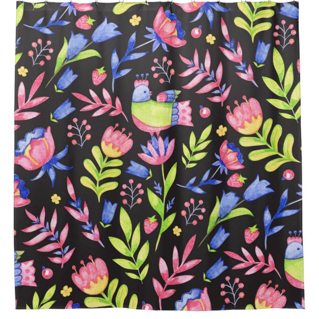 Floral seamless pattern design. Spring flowers and Shower Curtain (Front)