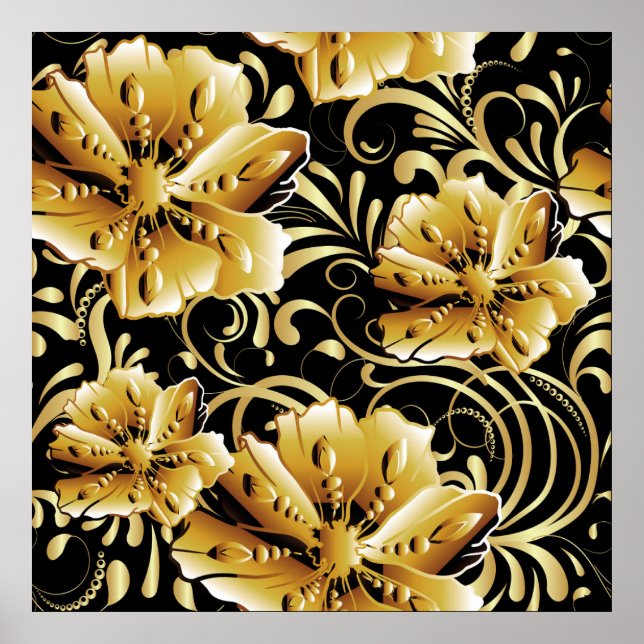 Floral seamless pattern. Flourish 3d wallpaper. Or Poster (Front)