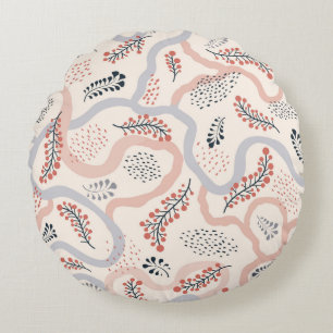Floral seamless pattern. Flower artistic drawn bac Round Cushion
