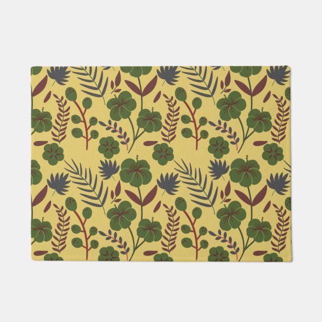 Floral seamless pattern flowers and butterflies doormat (Front)