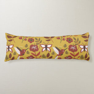 Floral seamless pattern flowers, butterfly, red body cushion