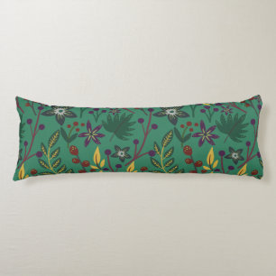 Floral seamless pattern flowers green background body cushion