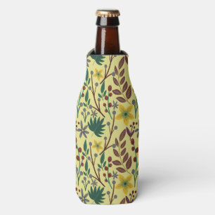 Floral seamless pattern flowers, leaves, branches bottle cooler
