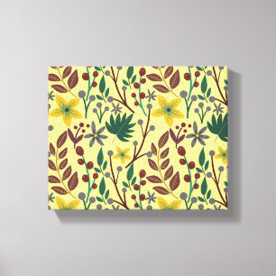 Floral seamless pattern flowers, leaves, branches canvas print