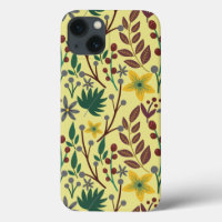 Floral seamless pattern flowers, leaves, branches