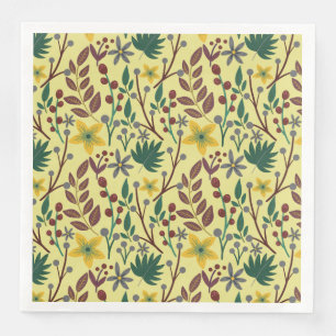 Floral seamless pattern flowers, leaves, branches napkin