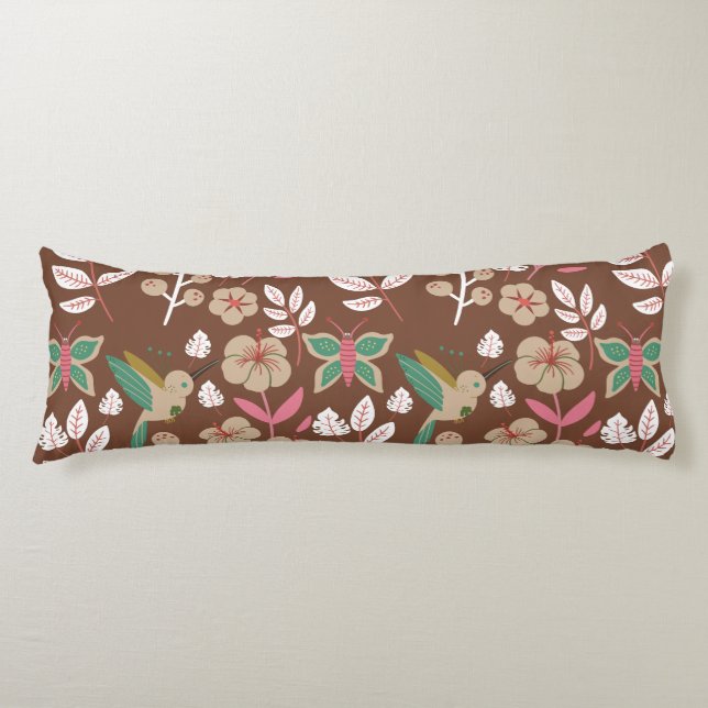 Floral seamless pattern flowers, leaves, butterfly body cushion (Front)