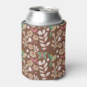 Floral seamless pattern flowers, leaves, butterfly can cooler