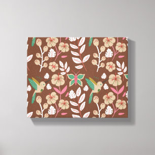 Floral seamless pattern flowers, leaves, butterfly canvas print