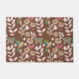 Floral seamless pattern flowers, leaves, butterfly doormat