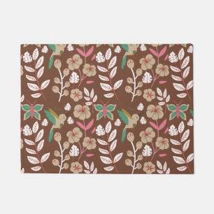 Floral seamless pattern flowers, leaves, butterfly doormat