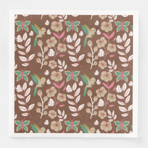 Floral seamless pattern flowers, leaves, butterfly napkin