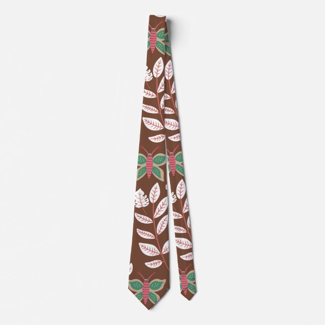 Floral seamless pattern flowers, leaves, butterfly tie (Front)
