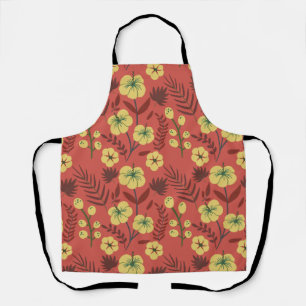 Floral seamless pattern flowers yellow and red apron