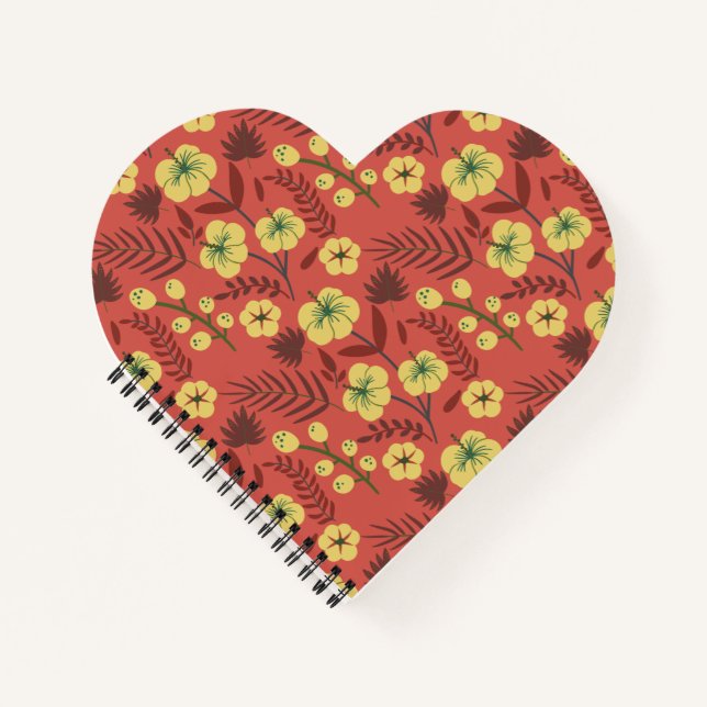 Floral seamless pattern flowers yellow and red notebook (Front)
